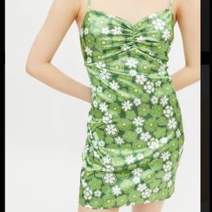 Urban Outfitters Sateen Ruched Mini Dress